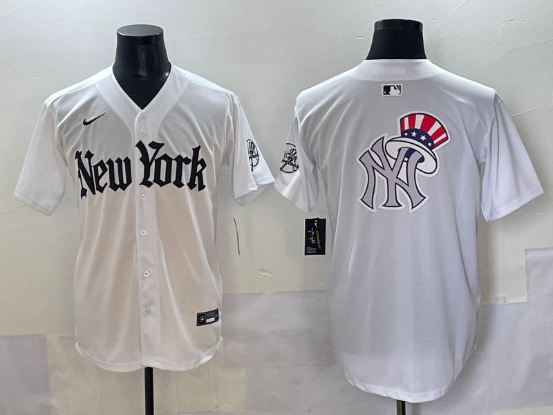Men 2025 New York Yankees Blank White Five generations Joint Name Nike MLB Jersey style 71